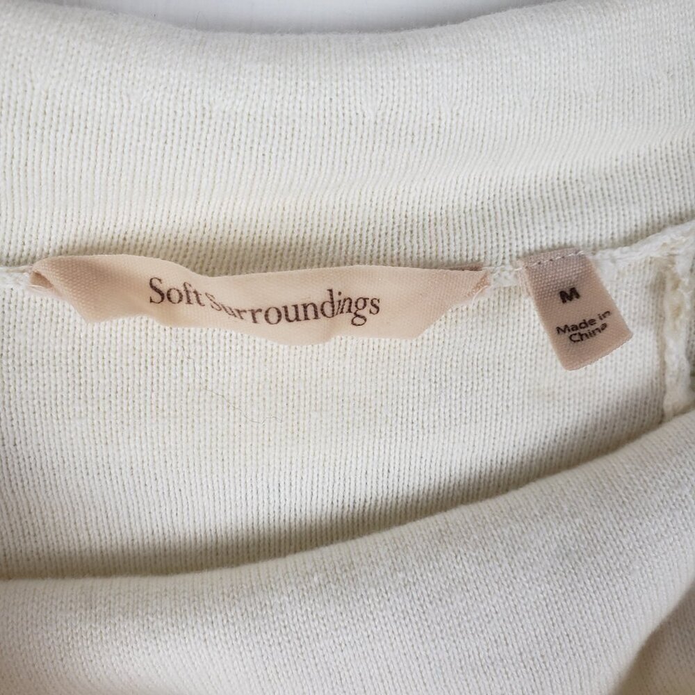Soft Surroundings Lyrical Cowl Neck Tunic Sweater Split Textured Ivory Womens M - Picture 5 of 6